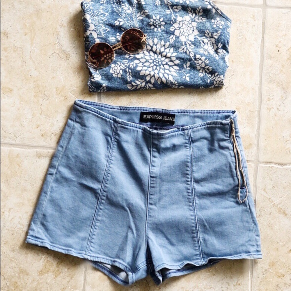 Express Denim High Waisted Shorts
